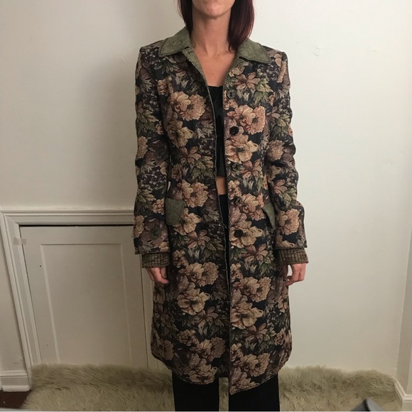 Philosophy Di Alberta Ferretti 90’s Romantic Tapestry Maxi Runway Rare Coat - Picture 4 of 16